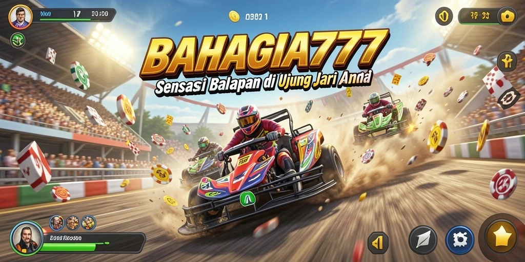 Tampilan gameplay BAHAGIA777 dengan balapan yang seru dan adrenalin tinggi.
