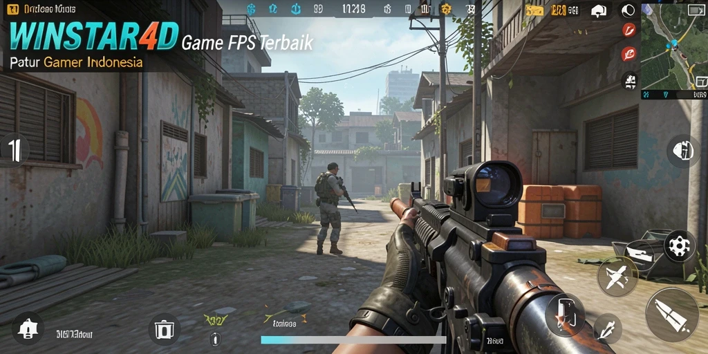 Tampilan gameplay intense di medan perang <strong>WINSTAR4D</strong>.