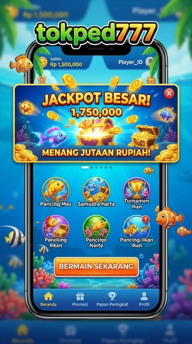 Tampilan antarmuka utama aplikasi tokped777.